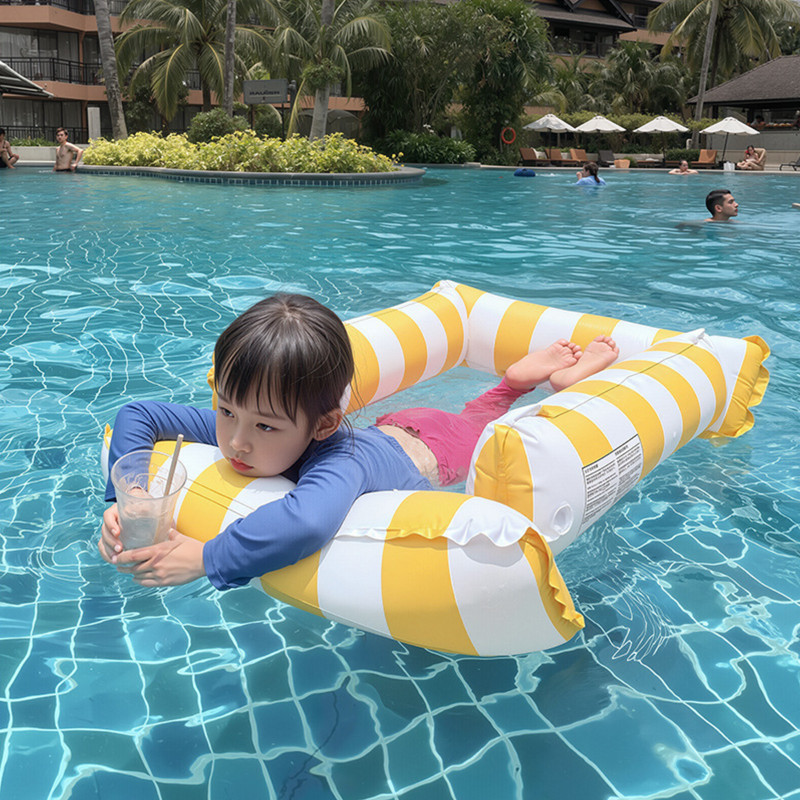 เปลลอยน้ํา แพตาข่าย ลายทางแฟชั่น ไม่ซีดจางง่าย เตียงลมลอยน้ำ สามารถมีพนักพิงและที่วางแขนได้ มี 2 ​​ขนาดให้เลือก