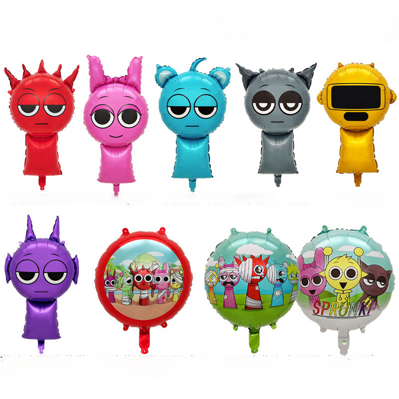 Rhythm กล่องบอลลูน Sprunki Plush Rhythm กล่องบอลลูนการสร้างแบบจําลองบอลลูนเด็กบอลลูนวันเกิดบอลลูนตัวอักษรบอลลูน