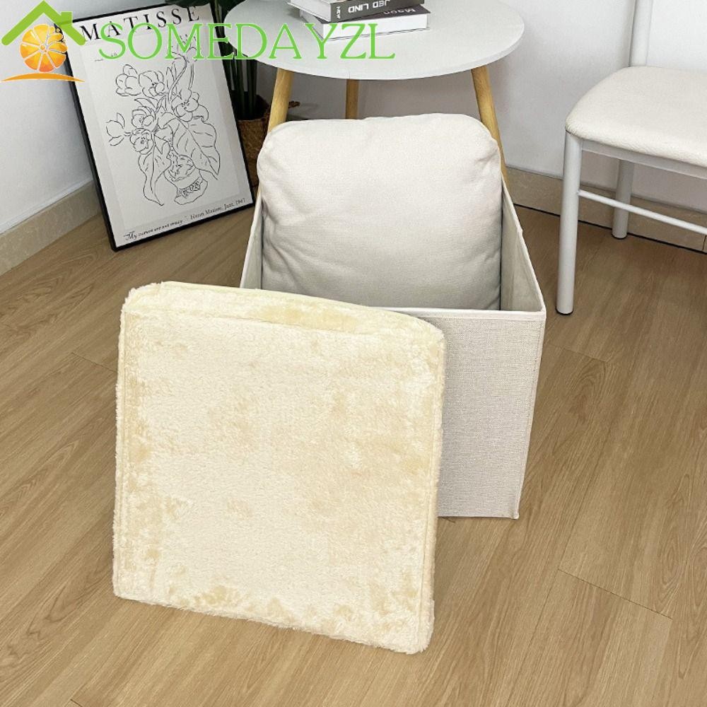 SOMEDAYZL ที่นั่งพับได้ Ottoman, วัสดุกํามะหยี่ Multi-Functional Storage Ottoman, ตกแต่งสีทึบประหยัด
