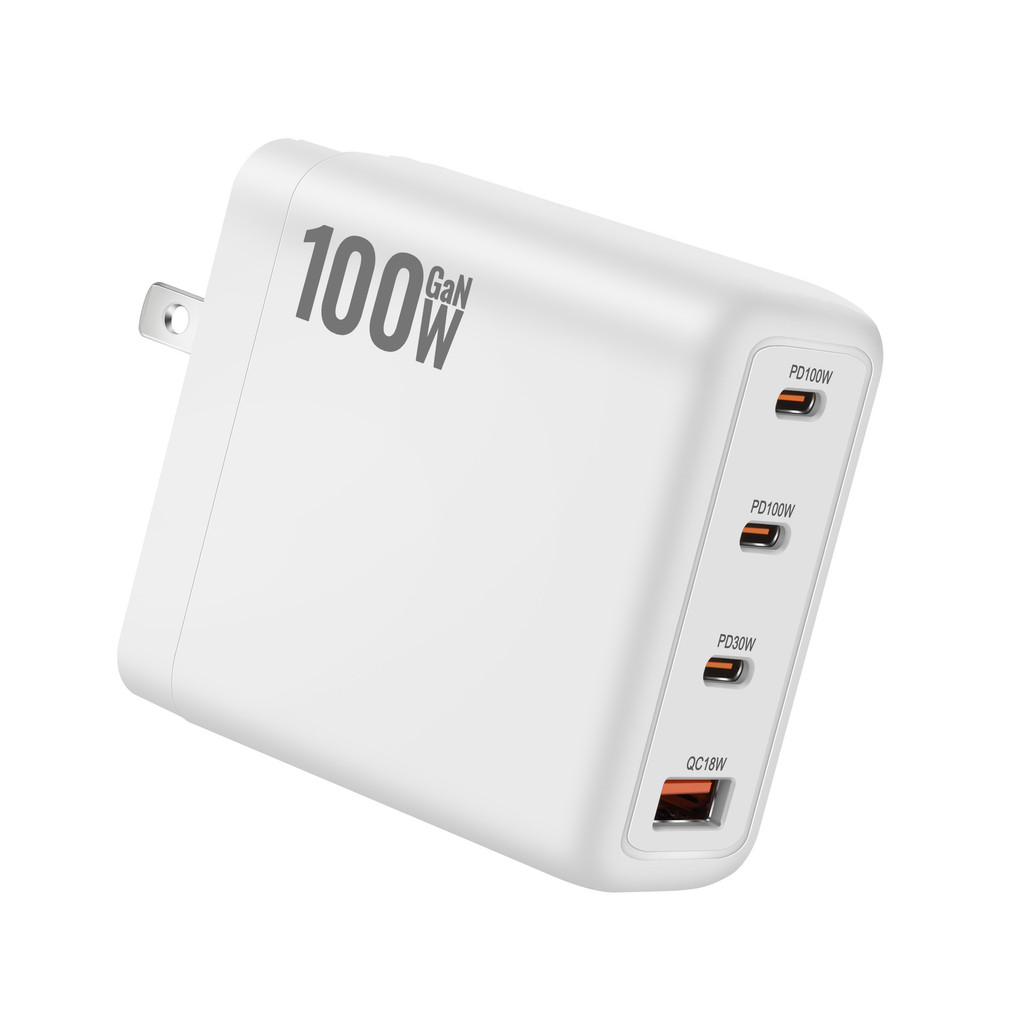 รูปแบบใหม่ 100W Gallium Nitride PD Charger 2A2C Charger 100W American Standard Folding Feet PD Adapt