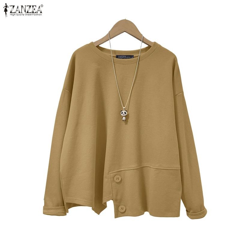 เสื้อแขนยาวสไตล์เกาหลีสำหรับผู้หญิง ดีไซน์ไม่สม่ำเสมอ เหมาะสำหรับสวมใส่ทุกวัน