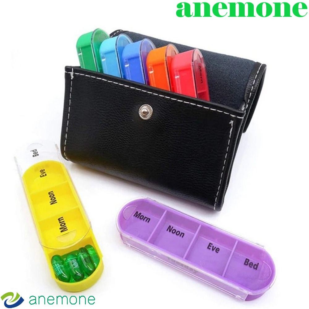 AUSEMONE กล่องจัดยารายสัปดาห์, PU Carrying Case คอนเทนเนอร์ยา 7 วัน, Week Mark Medicine Reminder 4 ค
