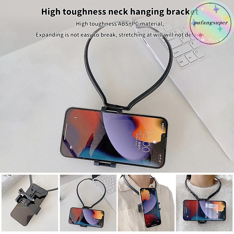 Pufangsuper แฮนด์ฟรีสวมใส่คอ Lazy ขาตั้งโทรศัพท์ Universal แขวนสําหรับ IPhone 15ProMax Samsung GoPro