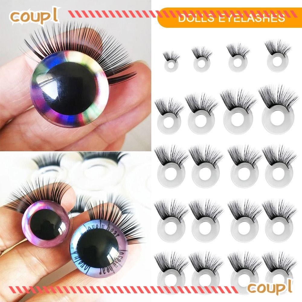 COUPL Dolls Eyelashes, ขนตาปลอม DIY 1 คู่, ทําซ่อม Black Handmade Eye Change Up สําหรับ Blythe