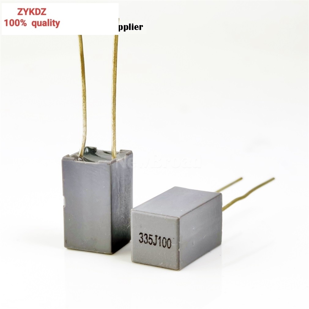 5 ชิ้นตัวเก็บประจุแก้ไขสีเทา 100V335J 335J100 335J100V 100V 3.3UF 5MM Farad CL23B บล็อกโพรพิลีน