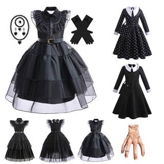 ชุดคอสเพลย์แบบชุดครอบครัว Adams Family สีดำ ไซส์กลางและใหญ่ …