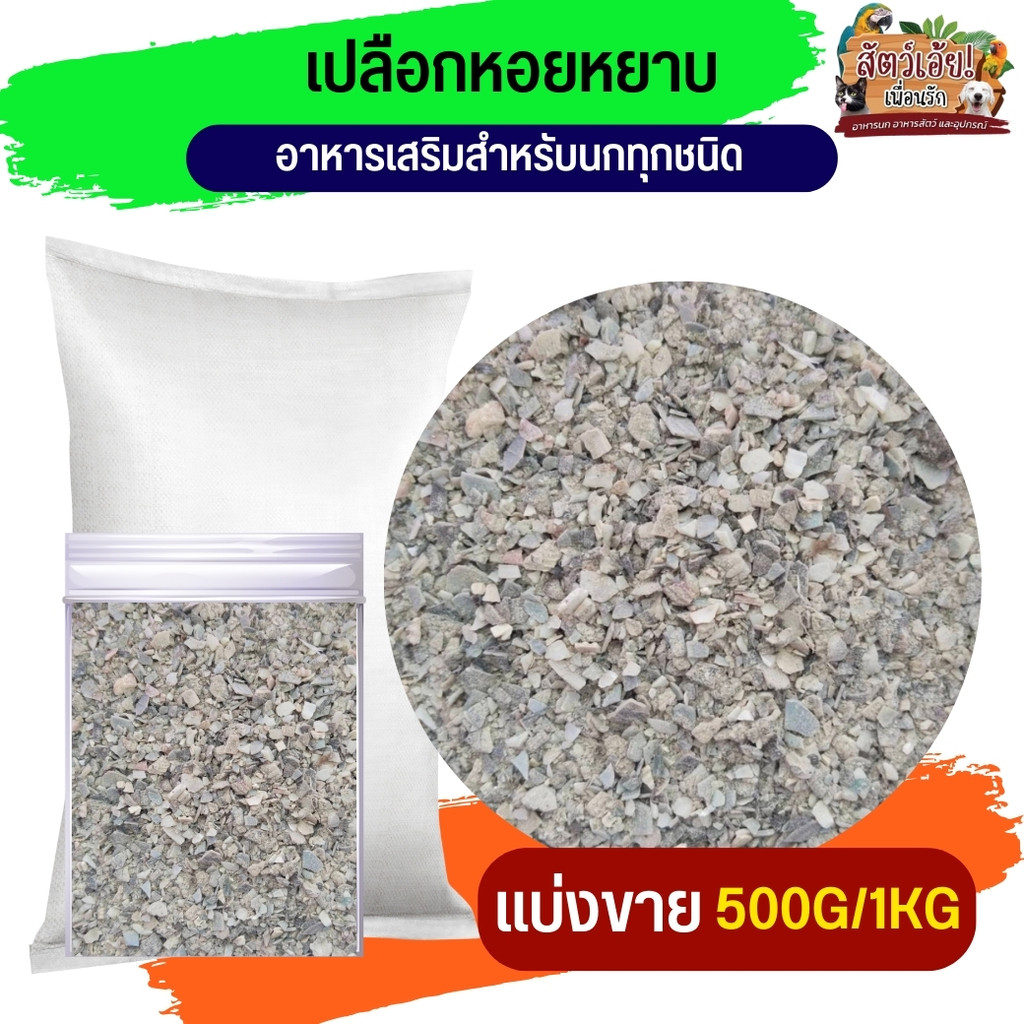 เปลือกหอยหยาบ อาหารนก แคลเซียมสูง สำหรับนกและสัตว์ปีก ธรรมชาติ 100% (แบ่งขาย 250g/500g/1kg)