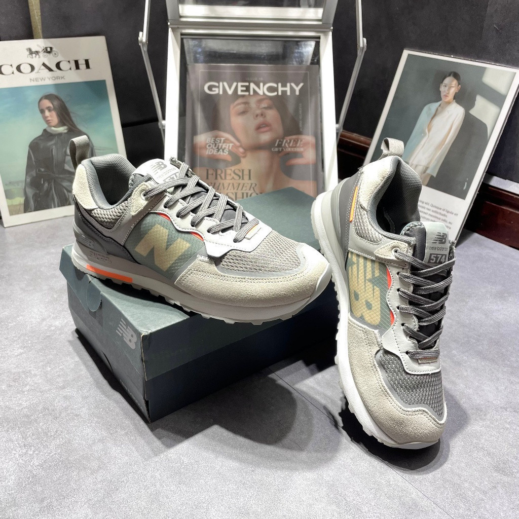 Ml574lg สีเทา Navy New Balance รองเท้าผ้าใบผู้ชายและผู้หญิง standard edition สีเทา NB TRAINER