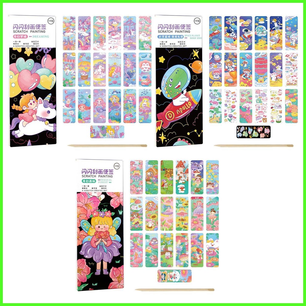 เด็ก Scratch off Art Art Craft Kit Scratch off Art Crafts Notes Art Craft Kit Creative Interactive เ