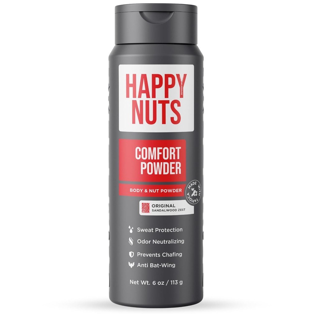 HAPPY NUTS Comfort Powder - Anti Chafing & Deodorant, Aluminium-Free, Sweat and Odor Control for Joc