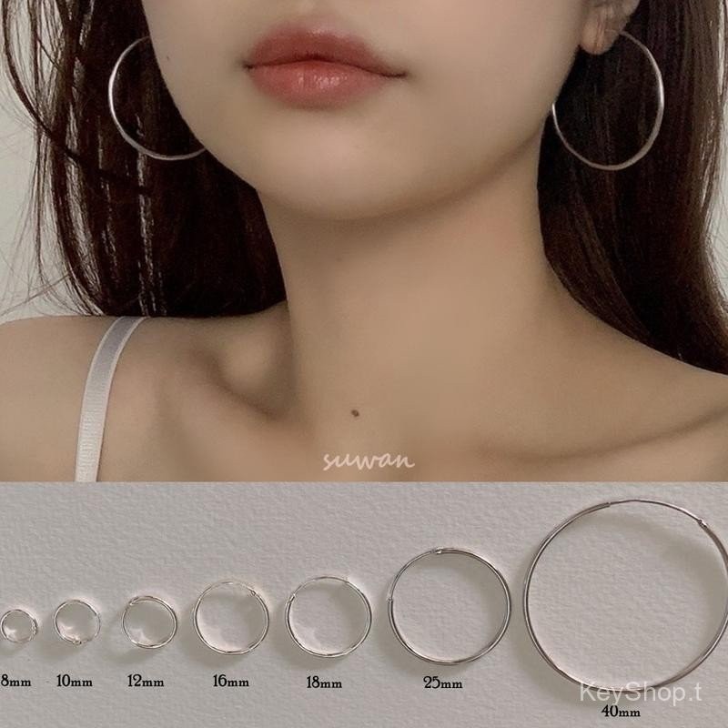 [ได้รับการรับรองเงินแท้] Suwan.na.shop ต่างหู ต่างหูห่วง ต่างหูแบบบาง