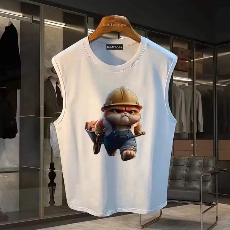 2025 NEW 2025B1232 P19 Pure Cotton 230g Sleeveless Vest Black and White S/4XLnew23 A5MW