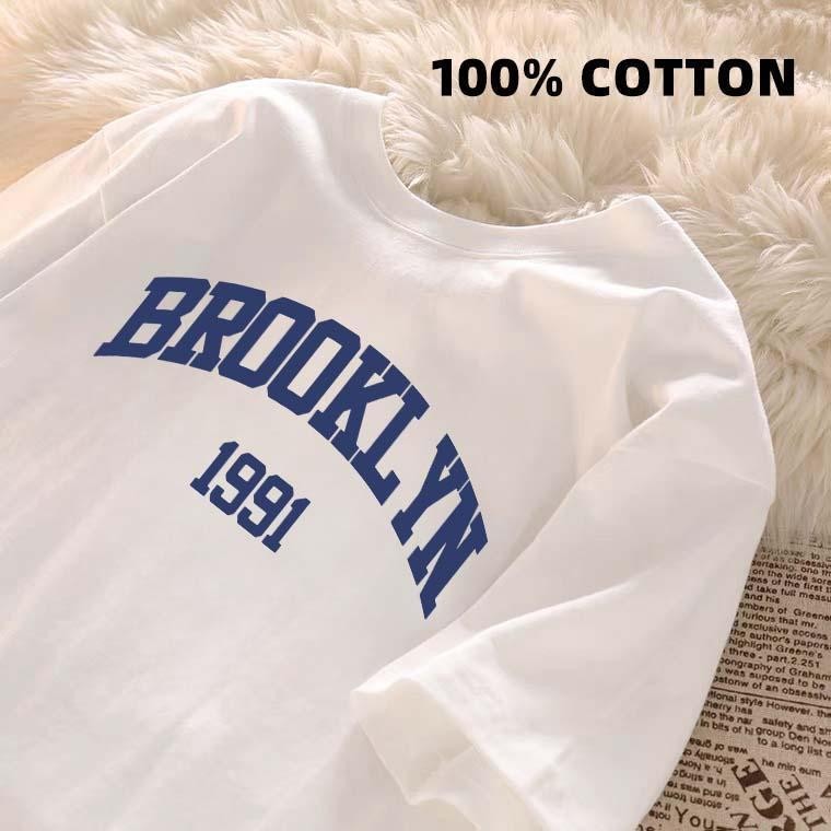 KATUN สไตล์เกาหลีเสื้อยืดผ้าฝ้าย 100% พิมพ์ตัวอักษร A Scary Brookl Yn Oversize และสะดวกสบายหลวมผู้หญ