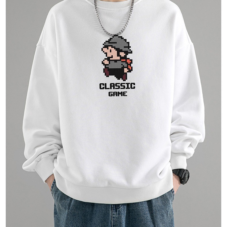 2025 NEW 2025 Hoodless Sweatshirt Men Spring Autumn 2024 New Loose Heavyweight Boys Round Neck Long 