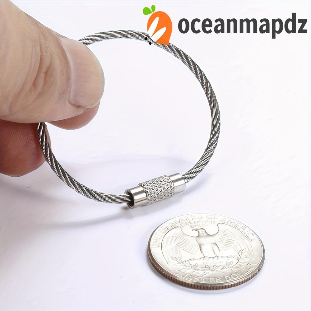 มหาสมุทรมาพดซ สแตนเลสพวงกุญแจห่วงผู้ถือ,สแตนเลสห่วงลวดพวงกุญแจสาย,แพ็ค10โลหะเงินทนทานไนลอนเคลือบสกรูล็อคที่สําคัญแหวนแขวนห่วง