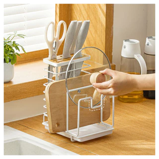 NaChuan Cutting Board Knife Holder #White ชั้นวางเขียงและเก็บมีด สีขาว.