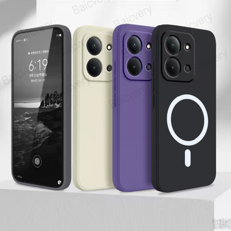 เคสโทรศัพท์สําหรับ Redmi 15C 4G 5G/Xiaomi POCO C85 TPU ฝาครอบป้องกันแบบมีกาวในตัวสติกเกอร์แม่เหล็ก