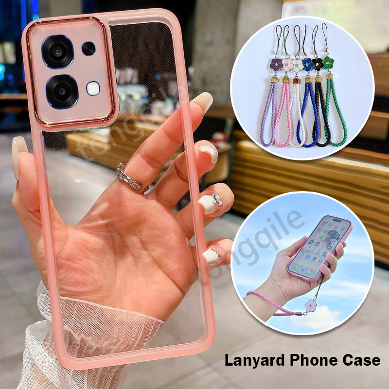 เคสเชือกเส้นเล็กสําหรับ OPPO A6 Pro 5G 4G A6Pro 2025 เคสโทรศัพท์ฝาหลังซิลิโคน TPU นุ่มชุบใสกันกระแทกกันชนเลนส์กล้องป้องกันเชือกข้อมือ