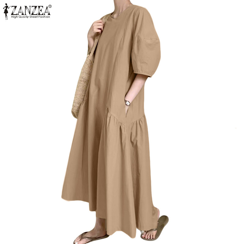 ZANZEA ชุดลำลองสไตล์เกาหลีสำหรับผู้หญิง ดีไซน์แขนยาวแบบโคมไฟ