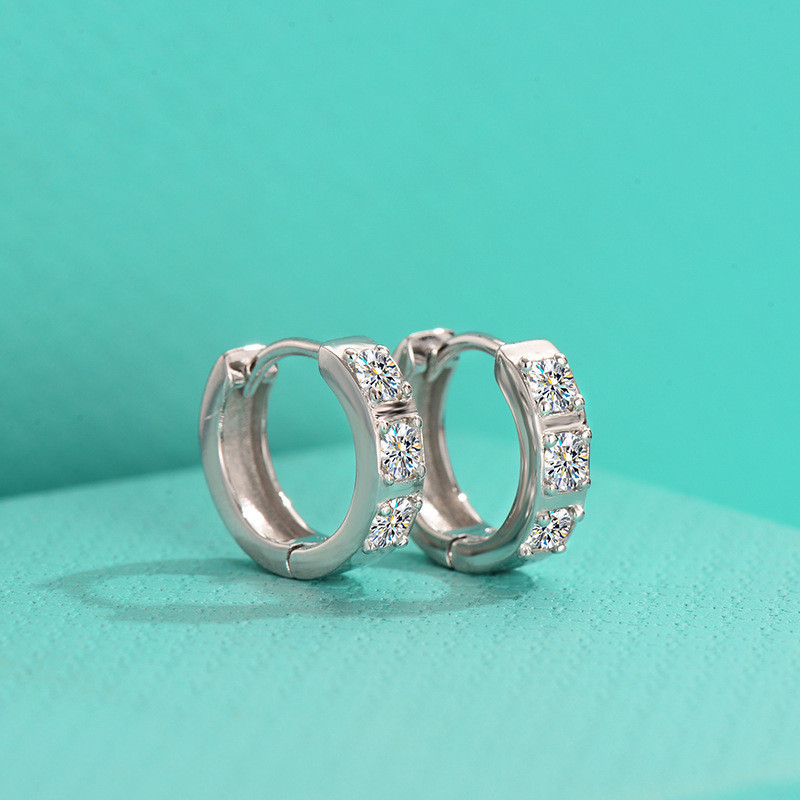 ✿พร้อมส่งส่งฟรีต่างหูวงเงิน925พลอยโมซาไนท์ทรงกลมหรูเทรนด์สำหรับสาวคอลลาเจนเหมือนดารางานเปิดตัว2025ขั