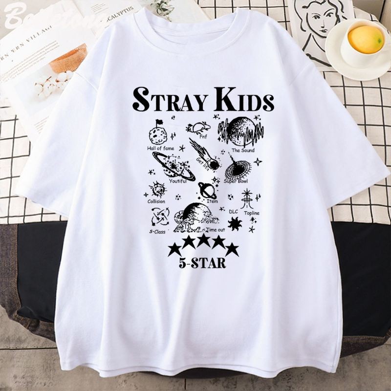 เสื้อยืด Stray Kids 5 Star Skz Oversize Jumbo เสื้อยืด KPop Stray Kids 5 Star Skz Oversize