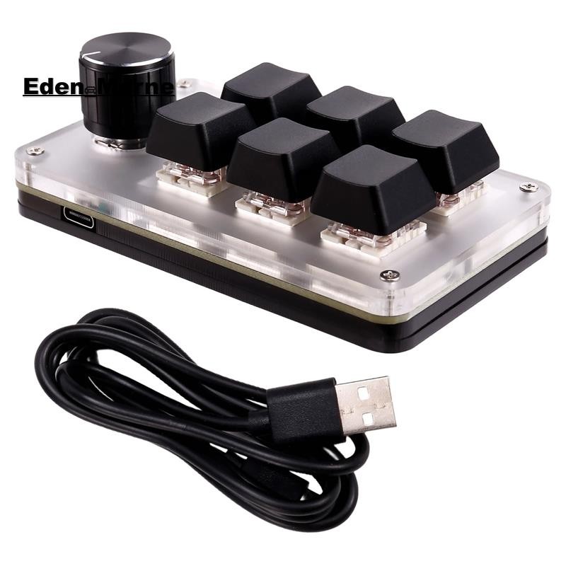 [Eden_Marner]6 Key 1 Knob Copy Paste Mini Button Wired RGB Mini Mechanical Keyboard for Gamers/Desig