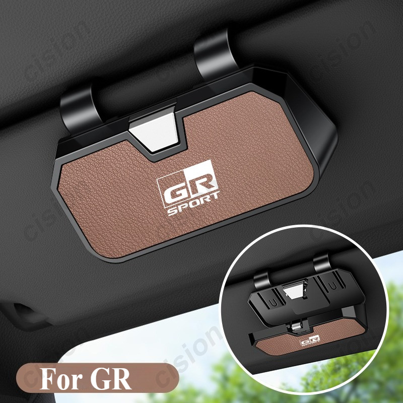 มัลติฟังก์ชั่น Goatskin ของแท้หนังแว่นตาแบบพกพาแว่นตากันแดดผู้ถือแว่นตาตั๋วคลิปสําหรับ Toyota RC RS 