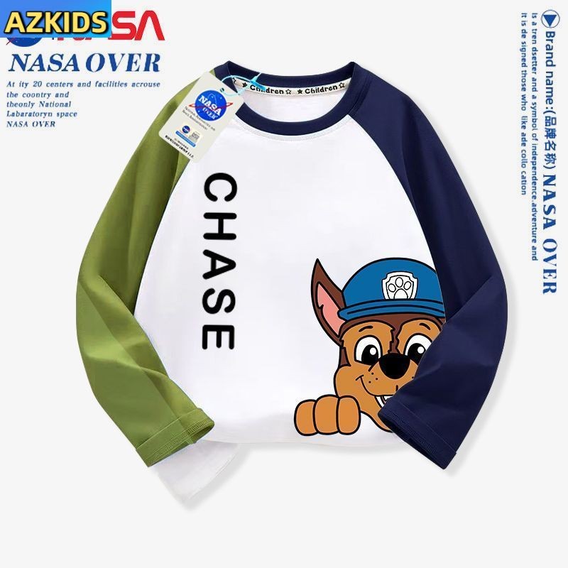 paw patrol เสื้อยืดแขนยาวสไตล์การ์ตูน ลายวังทีม ผ้าฝ้ายแท้ แบบแร็กแลน คอต่ำ เหมาะสำหรับทั้งชายและหญิง