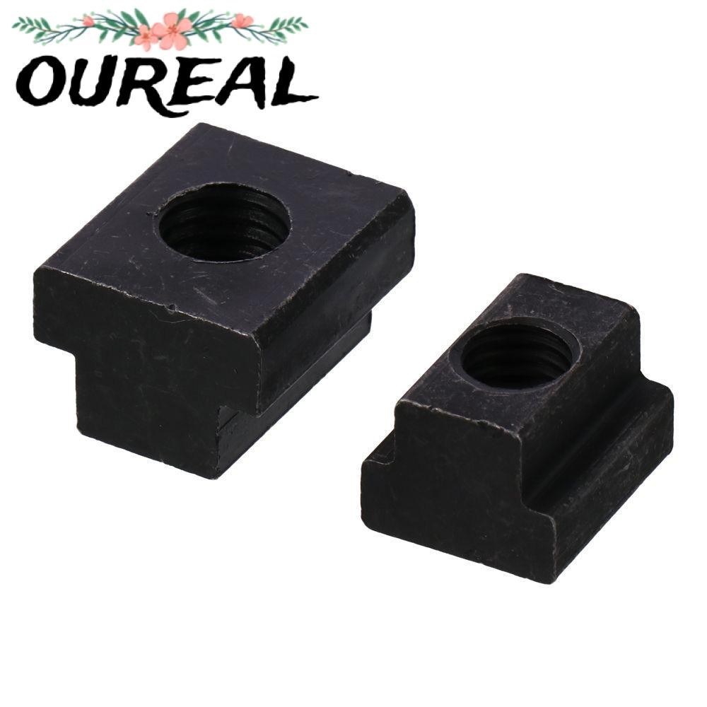 OUREAL 10 ชิ้น T Slot Nuts, เหล็กคาร์บอน M6 M8 M10 M12 แตะผ่านสล็อตถั่ว, ฮาร์ดแวร์ถั่วสีดําออกไซด์ T