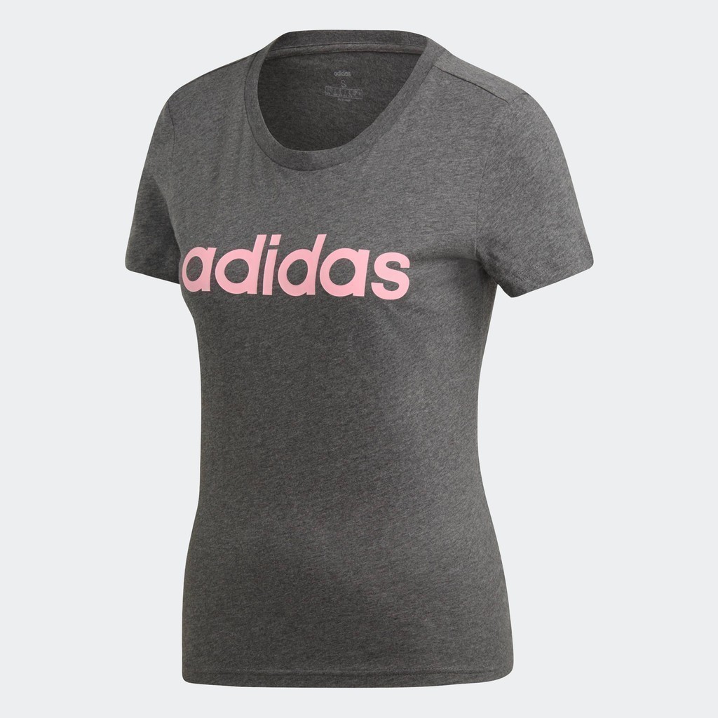 adidas ไลฟ์สไตล์ เสื้อยืด Essentials Linear ผู้หญิง สีเทา DX2546