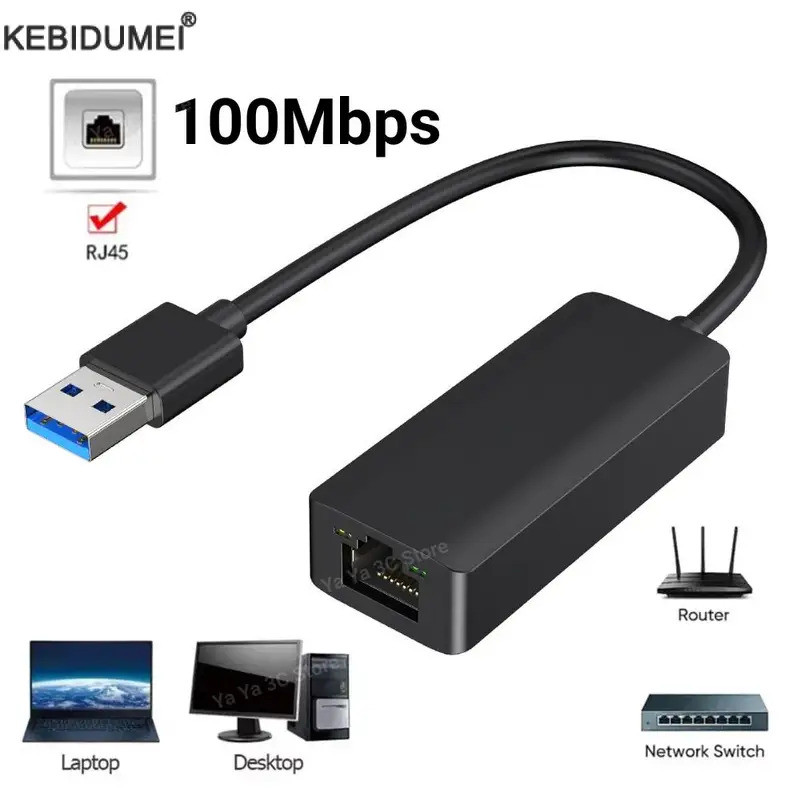 อะแดปเตอร์ USB Type C Ethernet 10/100Mbps USB To RJ45 Ethernet Lan อะแดปเตอร์การ์ดเครือข่ายสําหรับ M
