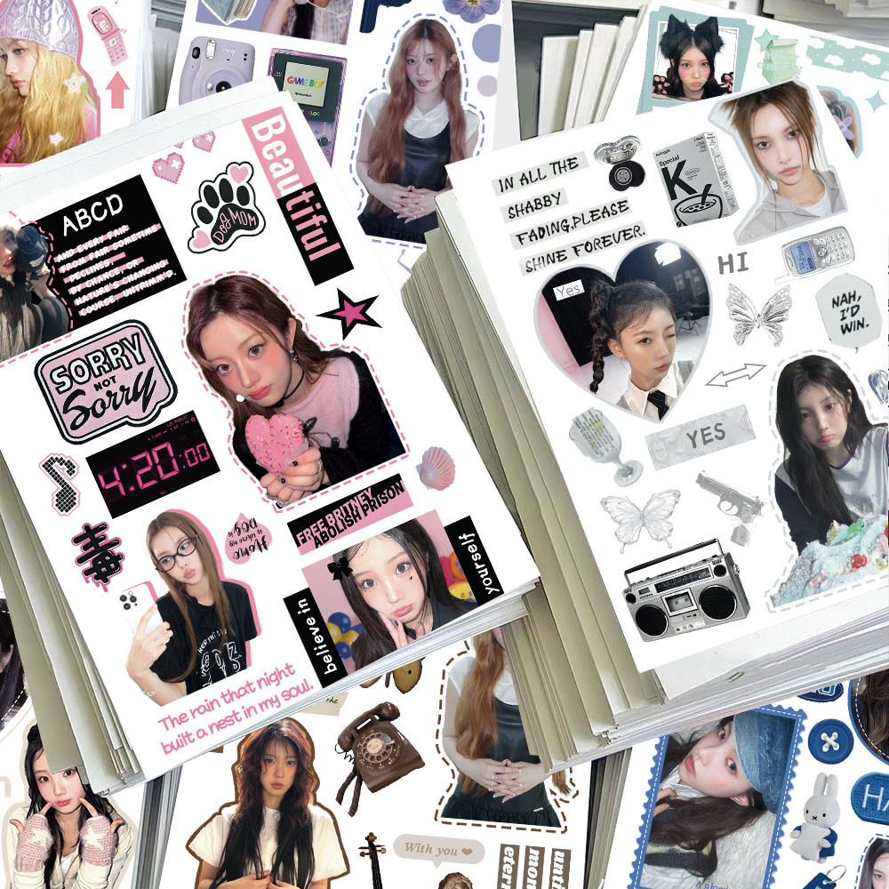 ILLIT K-Pop Girl Group สติกเกอร์ (8 ชิ้น) - DIY Decor Decals สําหรับโน๊ตบุ๊ค, ถ้วยน้ําและกระเป๋าเดิน