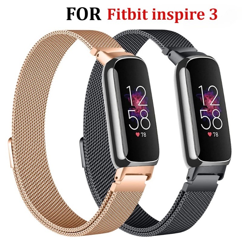สร้อยข้อมือแม่เหล็กสําหรับ Fitbit Inspire 3 ผู้หญิงผู้ชายตาข่ายนาฬิกาสายรัดข้อมือห่วงสําหรับ Fitbit 