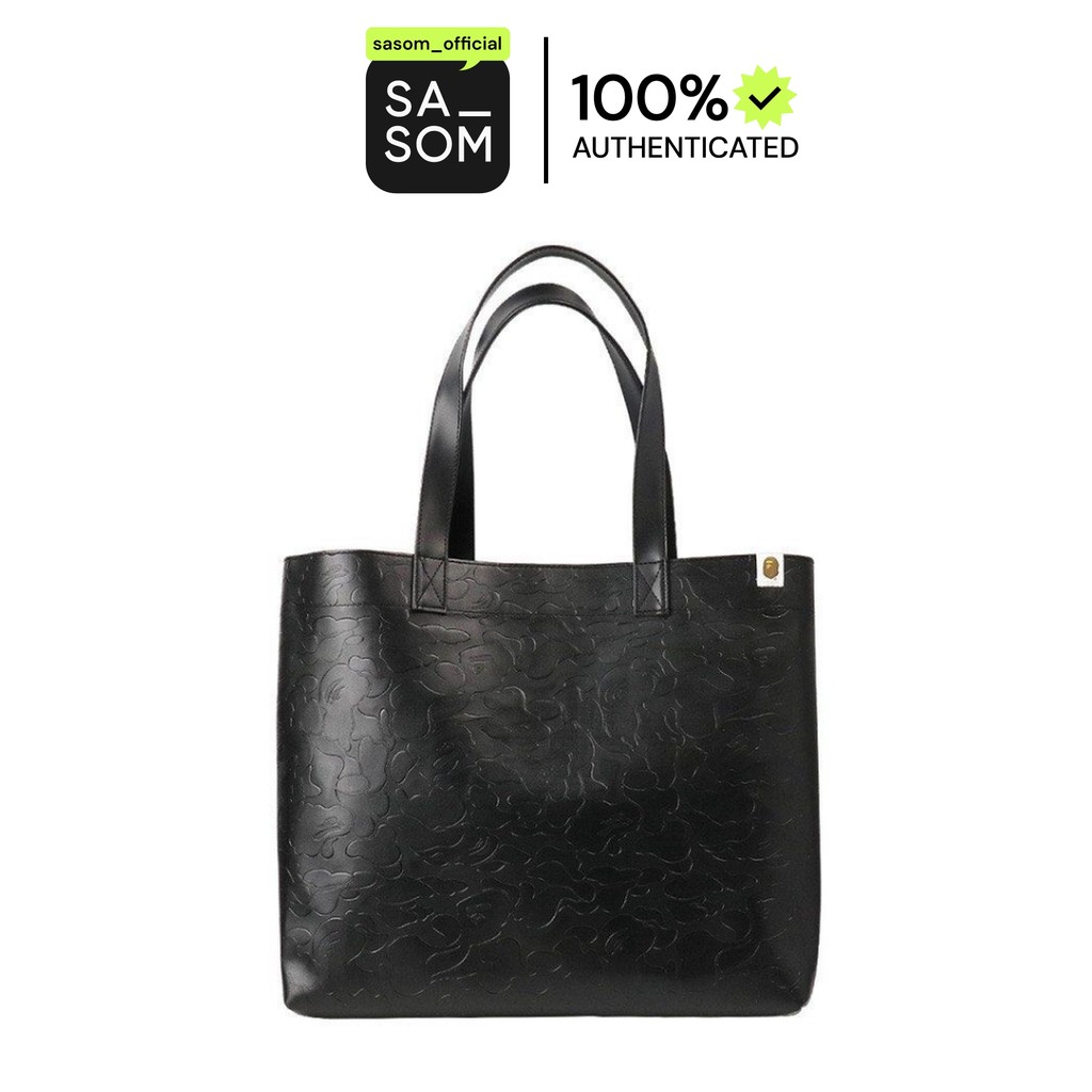 BAPE Magazine Leather Tote Bag Black | ของแท้ ตรวจสอบโดย SASOM