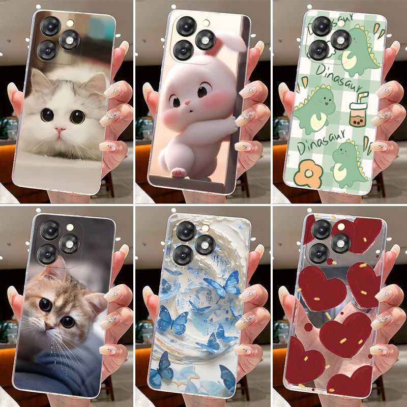 สําหรับ Itel A70 A665L A80 A671L A671LC ซิลิโคนใส Soft TPU Jelly ปลอก itel A80 A70 กระต่ายน่ารักแมว 