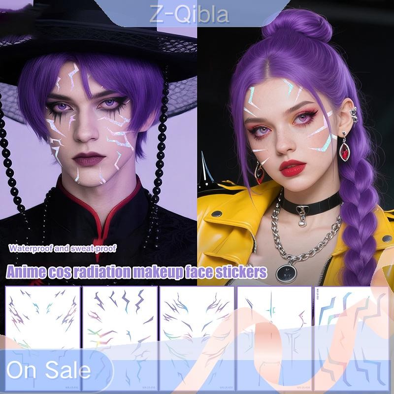 [Z-Qibla-t] สติกเกอร์ทัตโต้ชั่วคราว 4/8 ชิ้น อเนเมะ สำหรับคอสเพลย์และการแสดง พร้อมใช้งานในงานHALLOWE