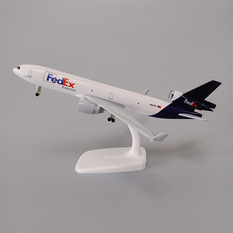 พร้อมล้อ 20 ซม. Federal FEDEX เครื่องบินขนส่ง MD-11 โลหะผสมจริงเครื่องบินรุ่นเครื่องบินโลหะรุ่น