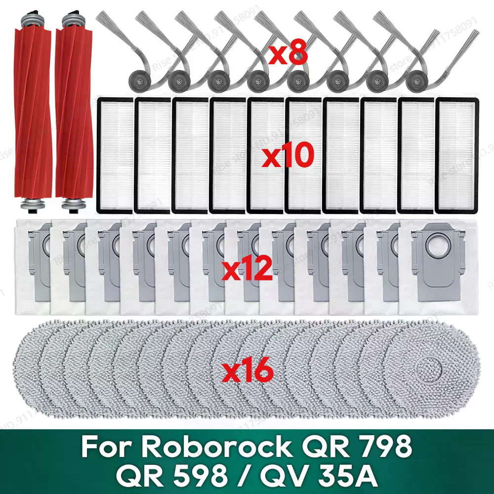 ใช้งานร่วมกับ Roborock QR 798 / QR 598 / QV 35A / QV 35S อุปกรณ์เสริมแปรงหลัก Hepa Filter ถุงเก็บฝุ่