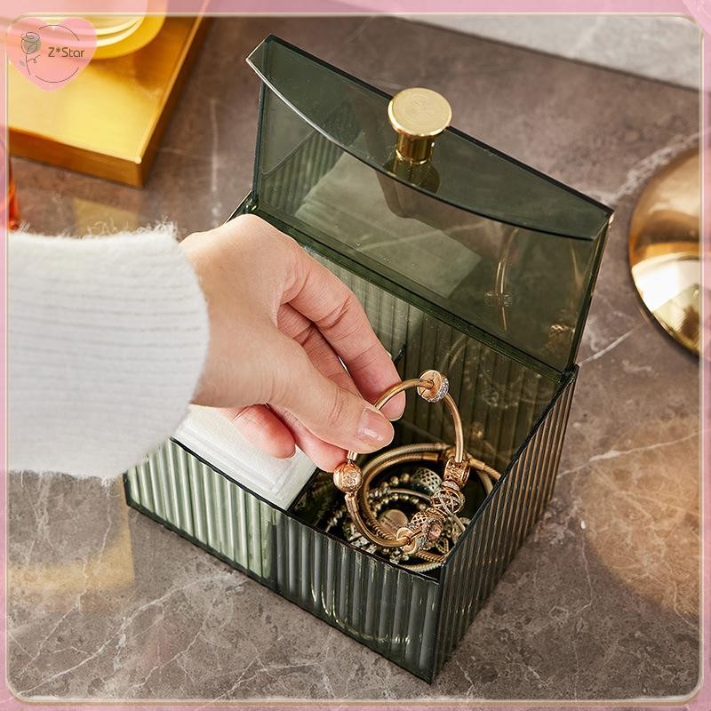 Z * Star สําลีกล่องเก็บเดสก์ท็อปฝุ่นโปร่งใสกล่องเครื่องประดับแต่งหน้ากําจัดผ้าฝ้ายจัดเก็บลิปสติกคอนเ