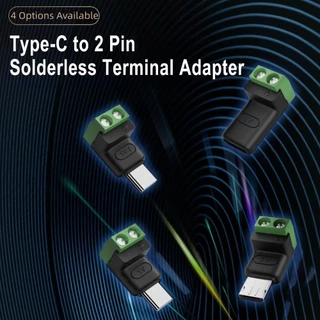 COPPERIX อะแดปเตอร์เทอร์มินัล USB C ถึง 2Pin, Type-C ถึง 2 ขา 5V Crimp Terminal Block, Professional ไม่สามารถถ่ายโอนข้อมูลชาร์จแปลงสีเขียวปลั๊กชาร์จแล็ปท็อปโทรศัพท์
