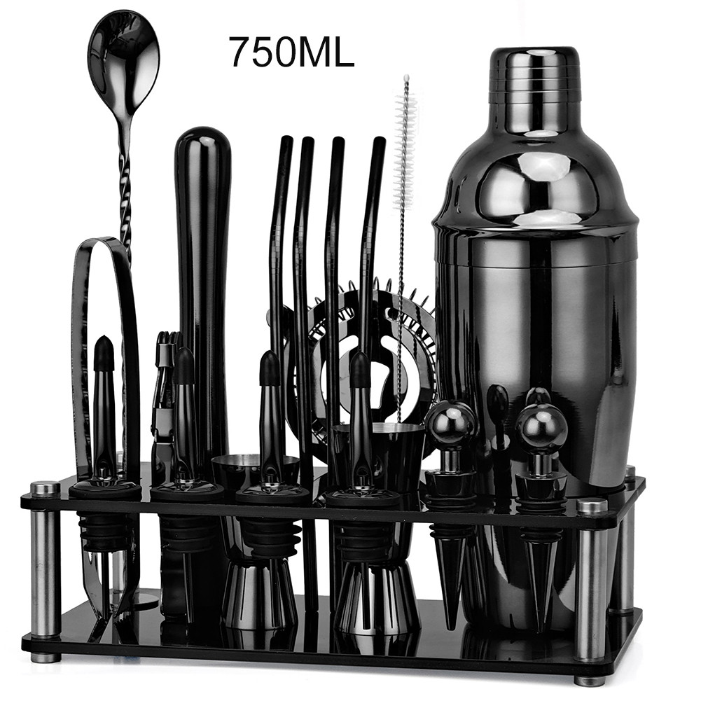 The JBK Shop 789 [Mr. Jam] 20 ชิ้น 750มล ใหม่ชุดอะคริลิคค็อก เทลเชคเกอร์บาร์เครื่องมือ Cocktail Shak