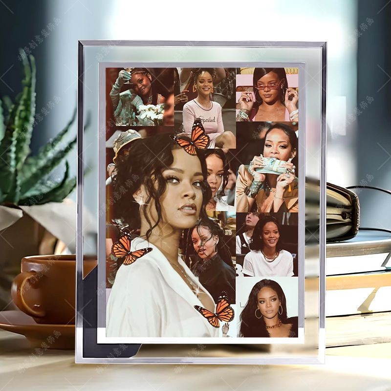 Rihanna Rihanna Rihanna Star Merchanded Room แก้วคริสตัลกรอบรูปโต๊ะเดสก์ท็อปเพื่อน20251013