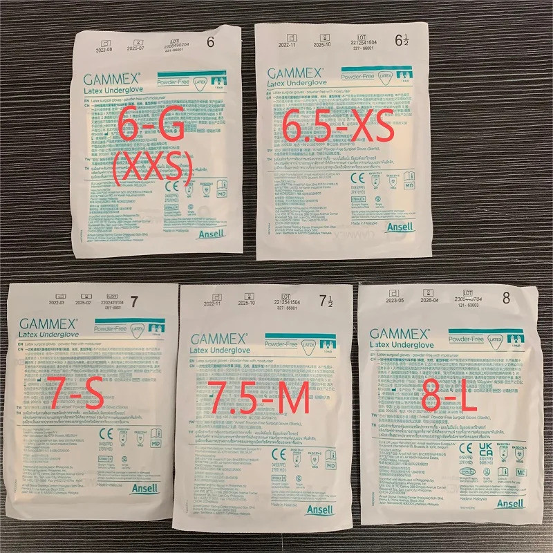 Ansell Gammex underglove (50 คู่) น้ํายางไร้แป้งพร้อมชั้นในและนอกสีเขียว/ถุงมือทํางานละเอียดพิเศษ