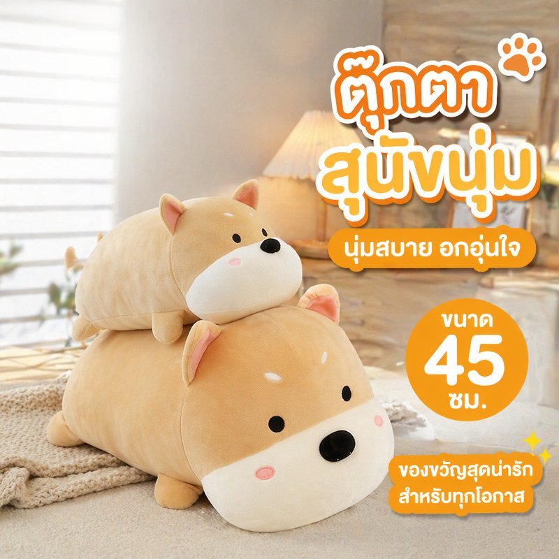 ตุ๊กตาหมอนข้าง ตุ๊กตาสุนัข หมอนข้างนุ่ม ตุ๊กตานุ่ม ของขวัญวันเกิด ของขวัญน่ารัก แต่งห้อง