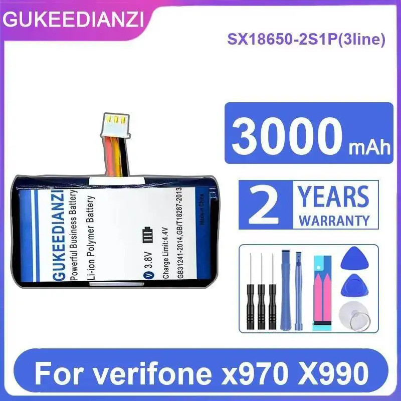 ยาวนาน 3000Mah Card Reader แบตเตอรี่ SX18650-2S1P 3Line สําหรับ Verifone X970 X990
