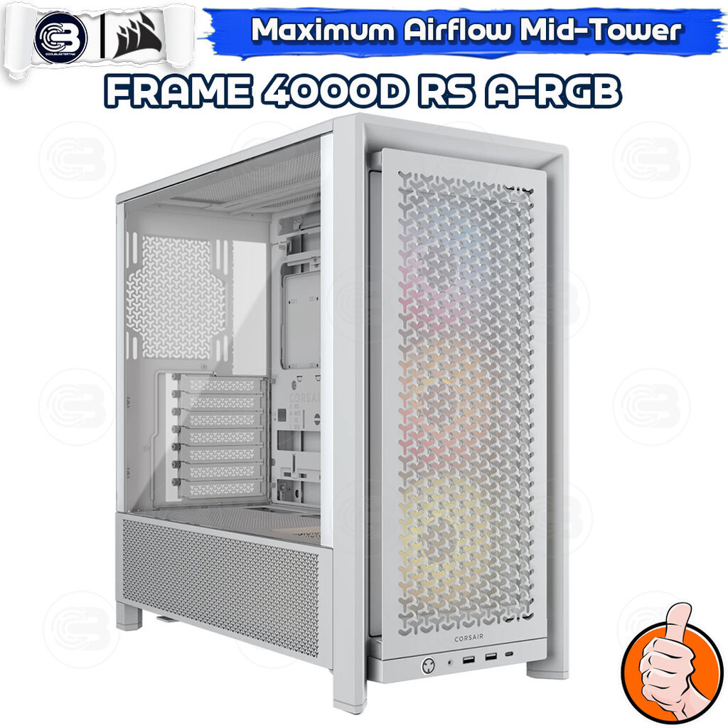 [CoolBlasterThai] CORSAIR FRAME 4000D RS ARGB AIRFLOW Mid-Tower PC Case - White ประกัน 2 ปี (CC-9011