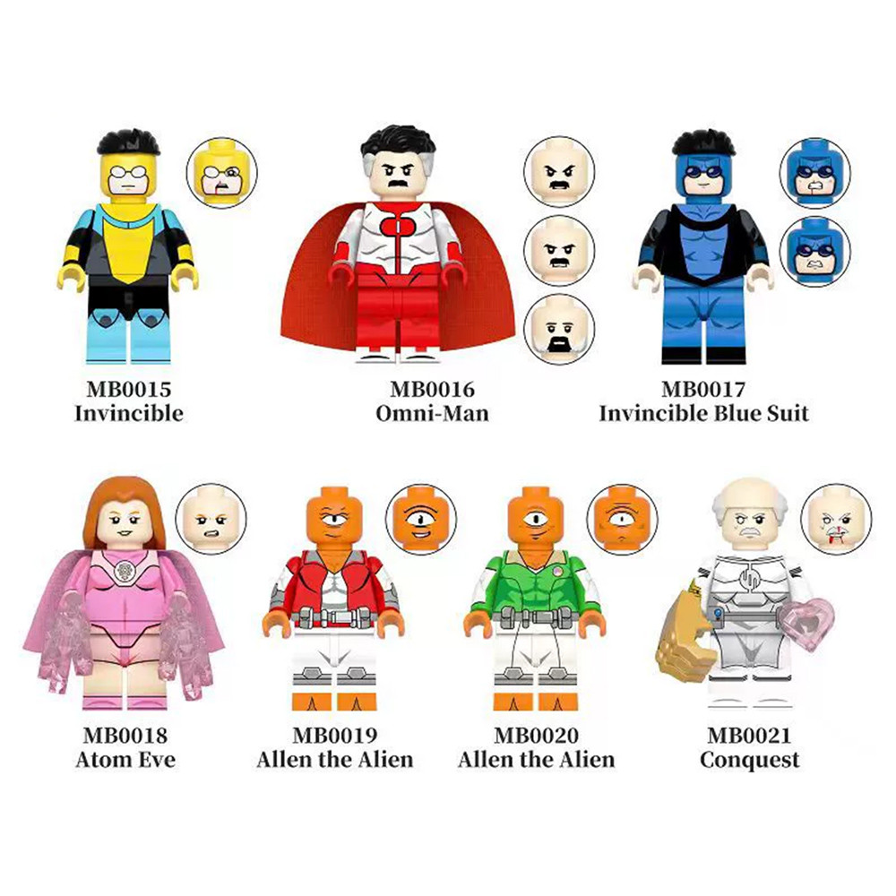 ใหม่ Invincible Omni-Man Atom Eve Allen the Alien Conquest Building Block รูปของเล่นเด็ก