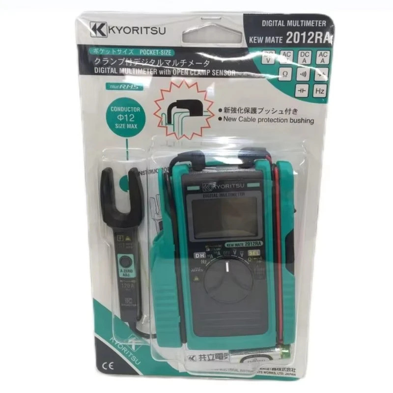 มัลติมิเตอร์แบบดิจิตอล Kyoritsu Kew Mate 2012ra พร้อมเซ็นเซอร์แคลมป์ AC/DC เปิด 120A