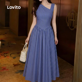 Lovito สง่างาม เดรสผู้หญิงสีน้ําตาลฤดูใบไม้ผลิ/ฤดูร้อนแบบไม่สมมาตร L164LD247