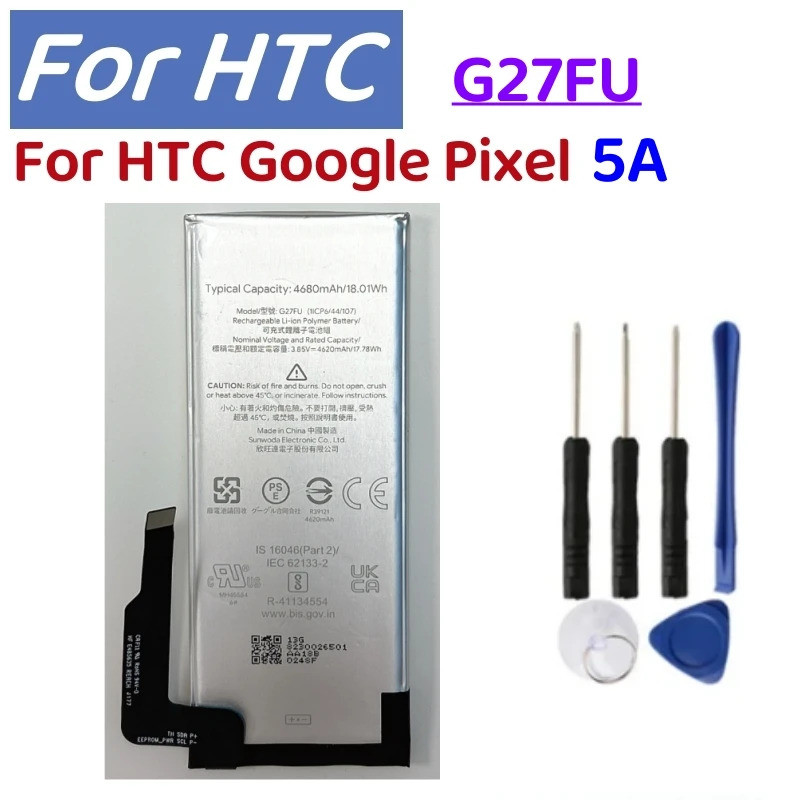 G27FU 4620mAh แบตเตอรี่ทดแทนสําหรับ Google Pixel 5A /Pixel 5A 5G Versie ของแท้การผลิตล่าสุดแบตเตอรี่